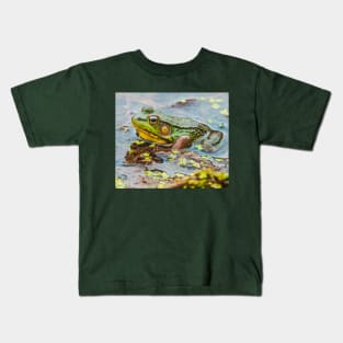 Resting Green Frog Photograph Kids T-Shirt